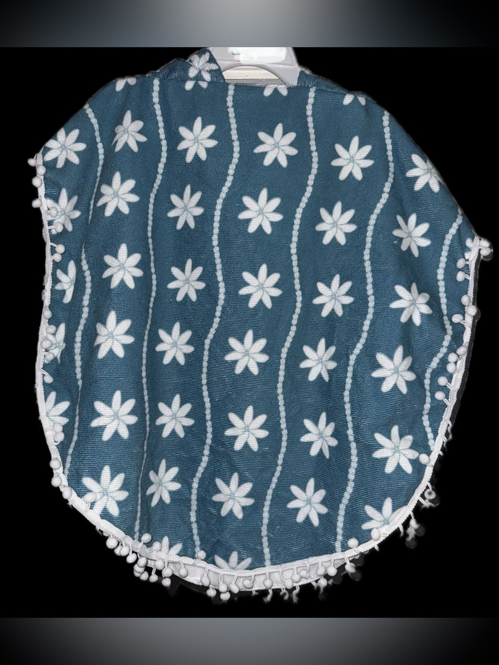Tiare teal pom Pom hooded towel